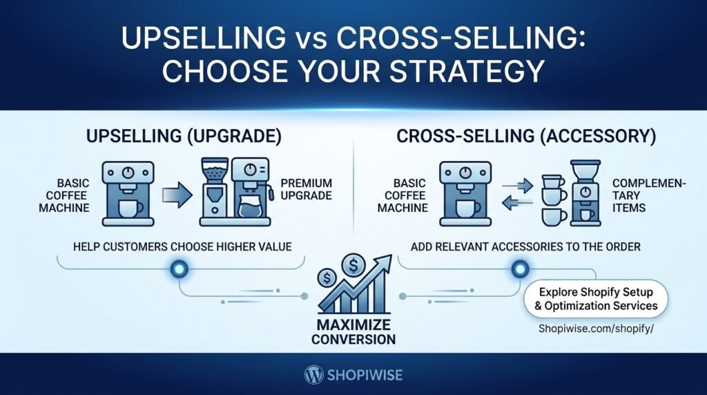 Upselling vs Cross-Selling Shopify store optimization guide banner