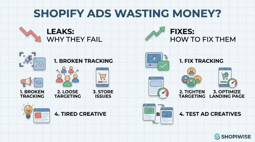 shopify ads wasting money and how to fix them