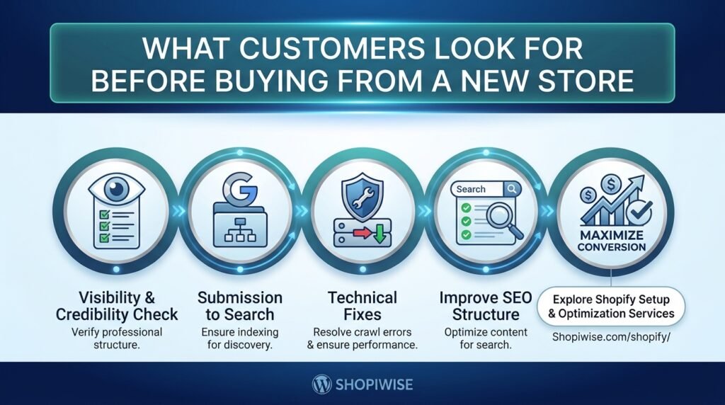 What customers look for before buying from a new store infographic